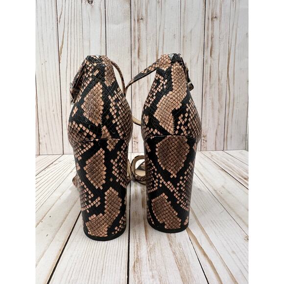 Sam Edelman Yaro Dusty Rose Snake Print Ankle Strap Heels Size 8.5 - Picture 5 of 6